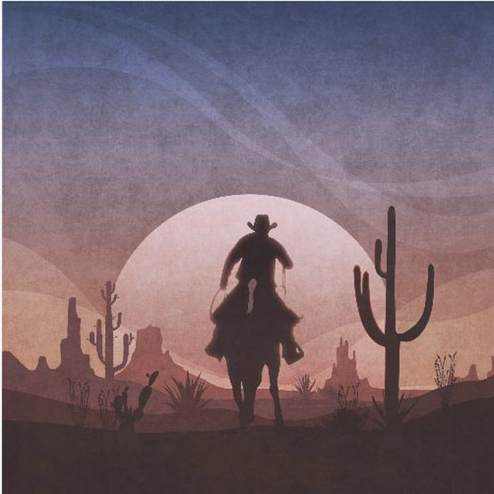 Woestijn Cowboy Zonsondergang | Canvas