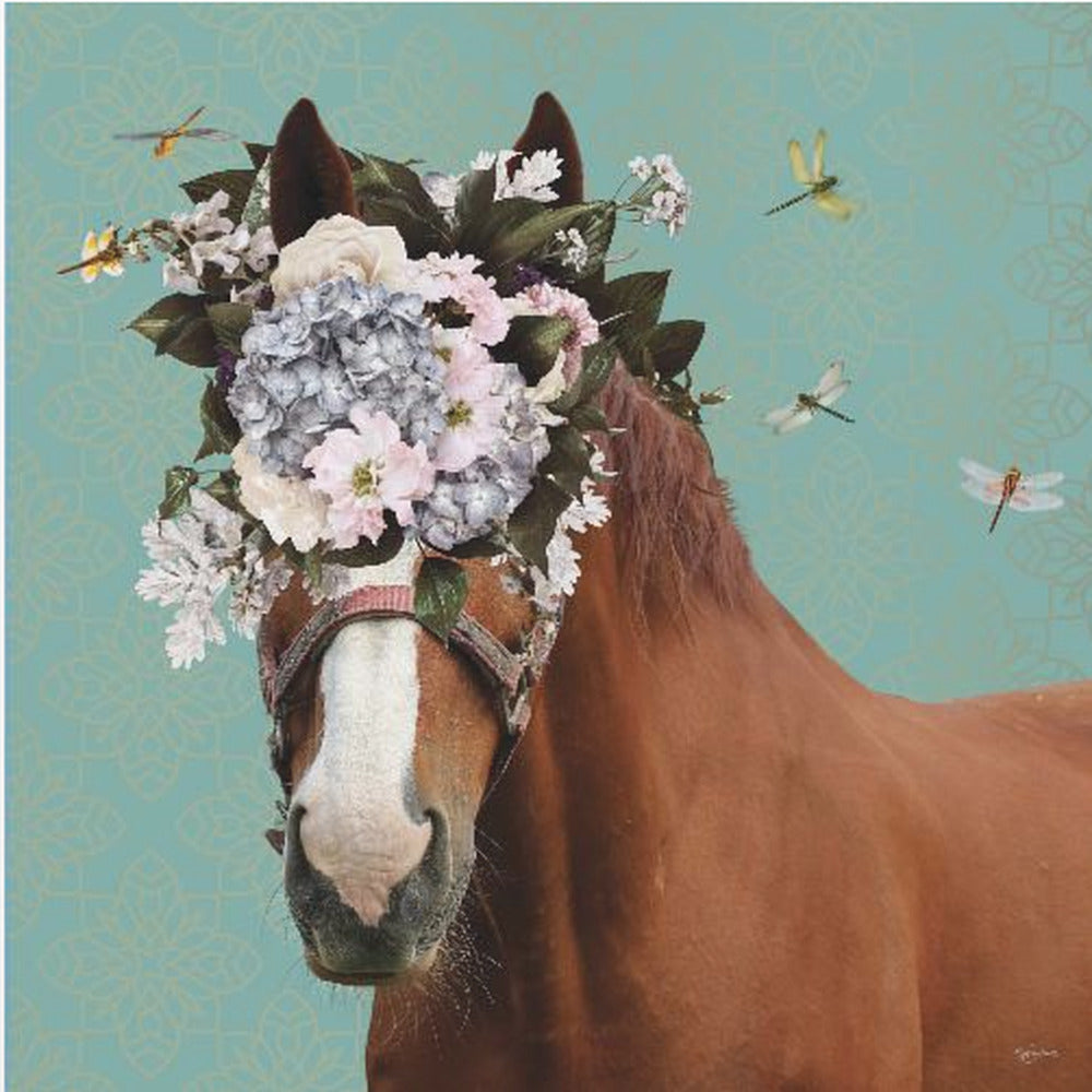 Lentebloemenhoed op paard | Poster