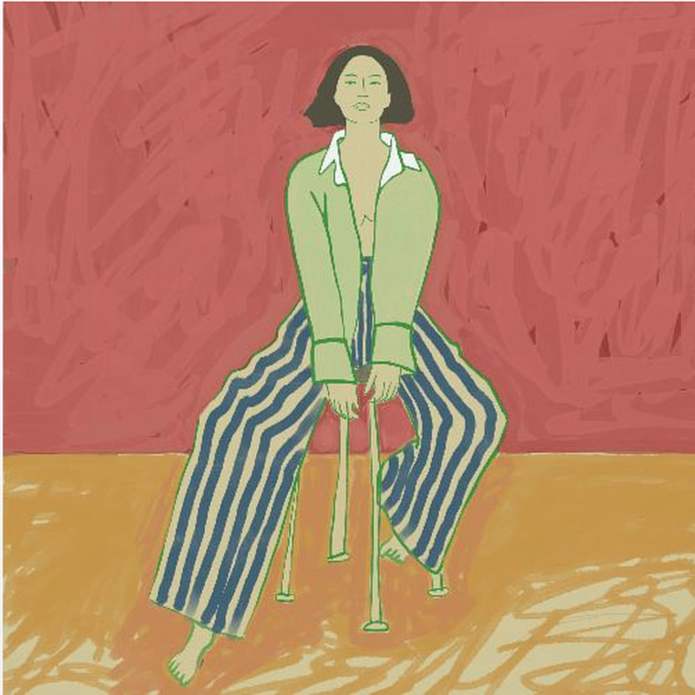 Vrouw op kruk | Poster