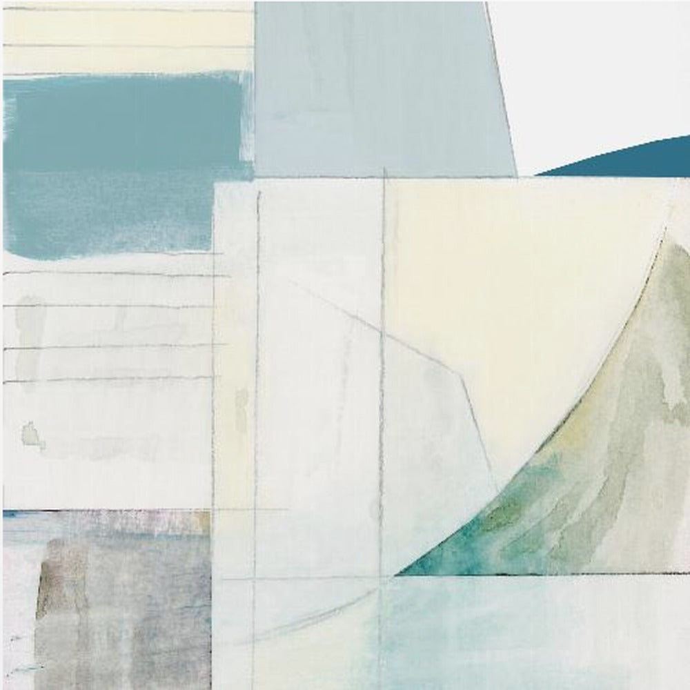 Abstracte blauwe en witte vormen neutraal nr. 1 print | Canvas