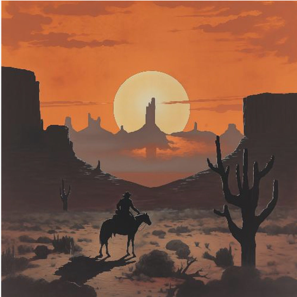 Zonsondergang Cowboy | Canvas