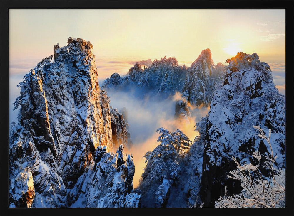 Zonsopgang op de berg Huang Shan | Poster