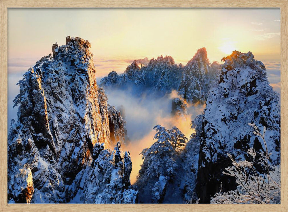 Zonsopgang op de berg Huang Shan | Poster