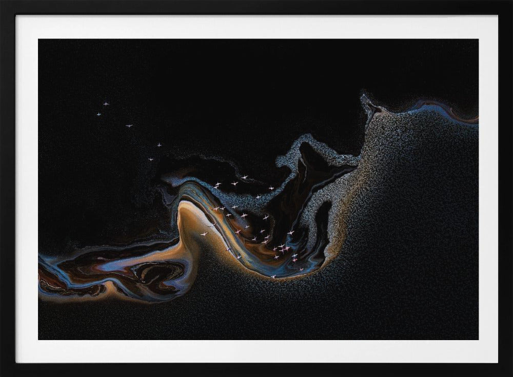 Flamingo over het meer | Poster