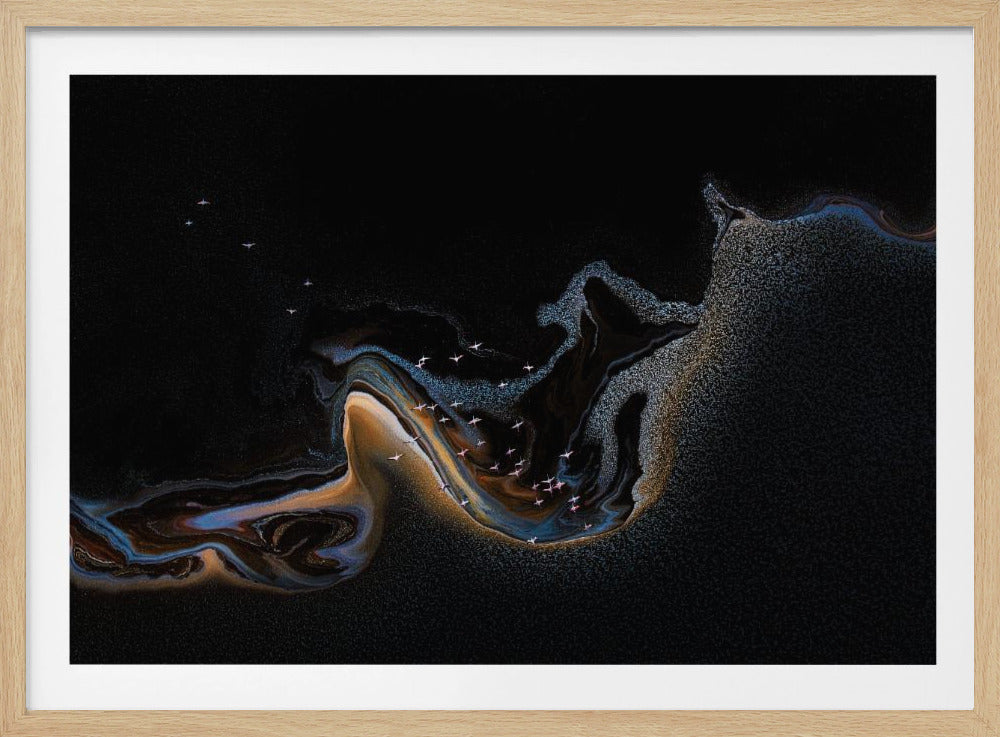 Flamingo over het meer | Poster