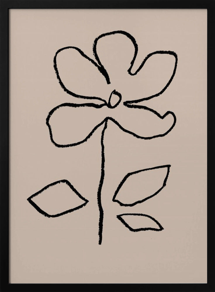 Oliepastel Bloem Zwart | Poster