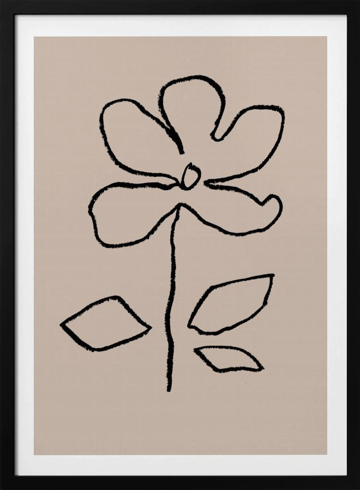 Oliepastel Bloem Zwart | Poster