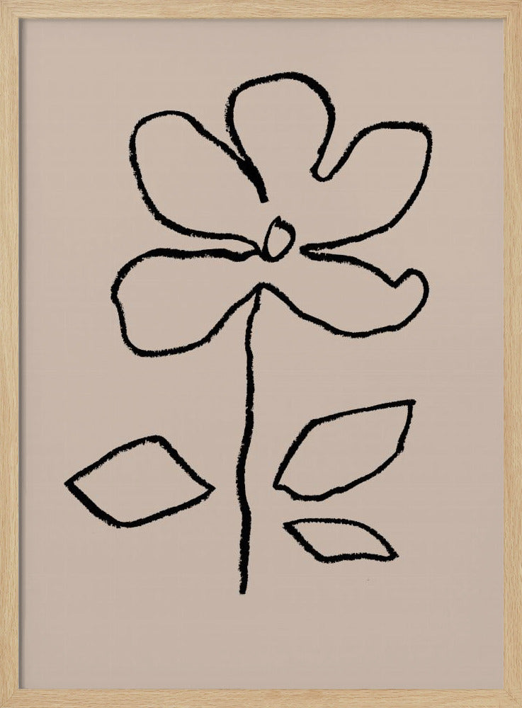 Oliepastel Bloem Zwart | Poster