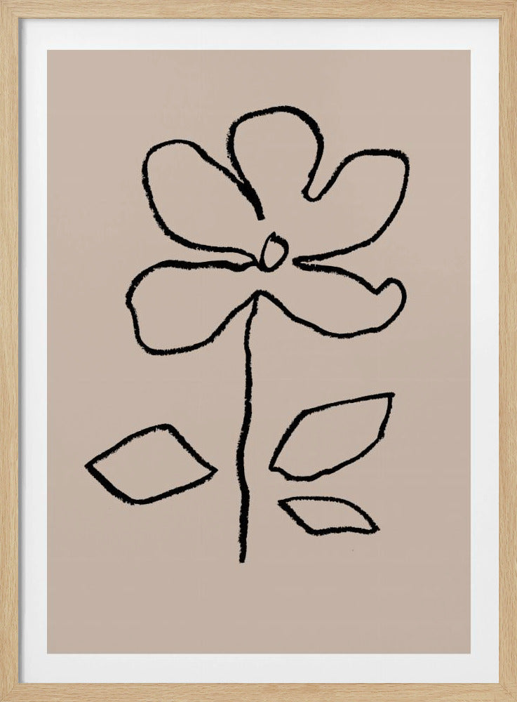 Oliepastel Bloem Zwart | Poster