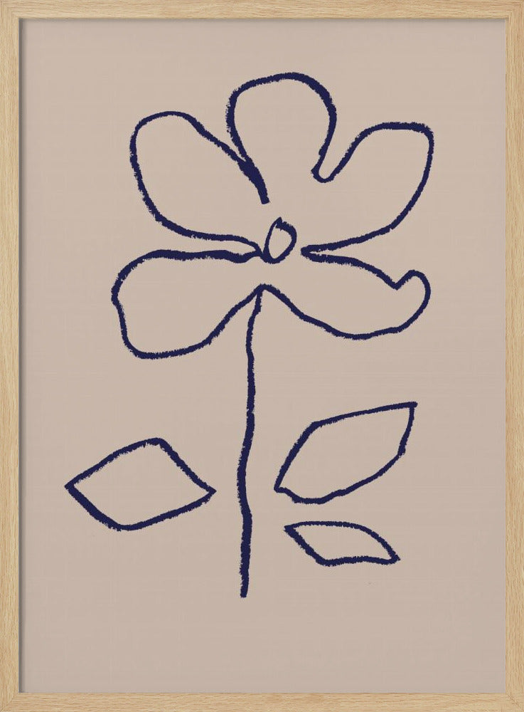 Oliepastel Bloem Blauw | Poster