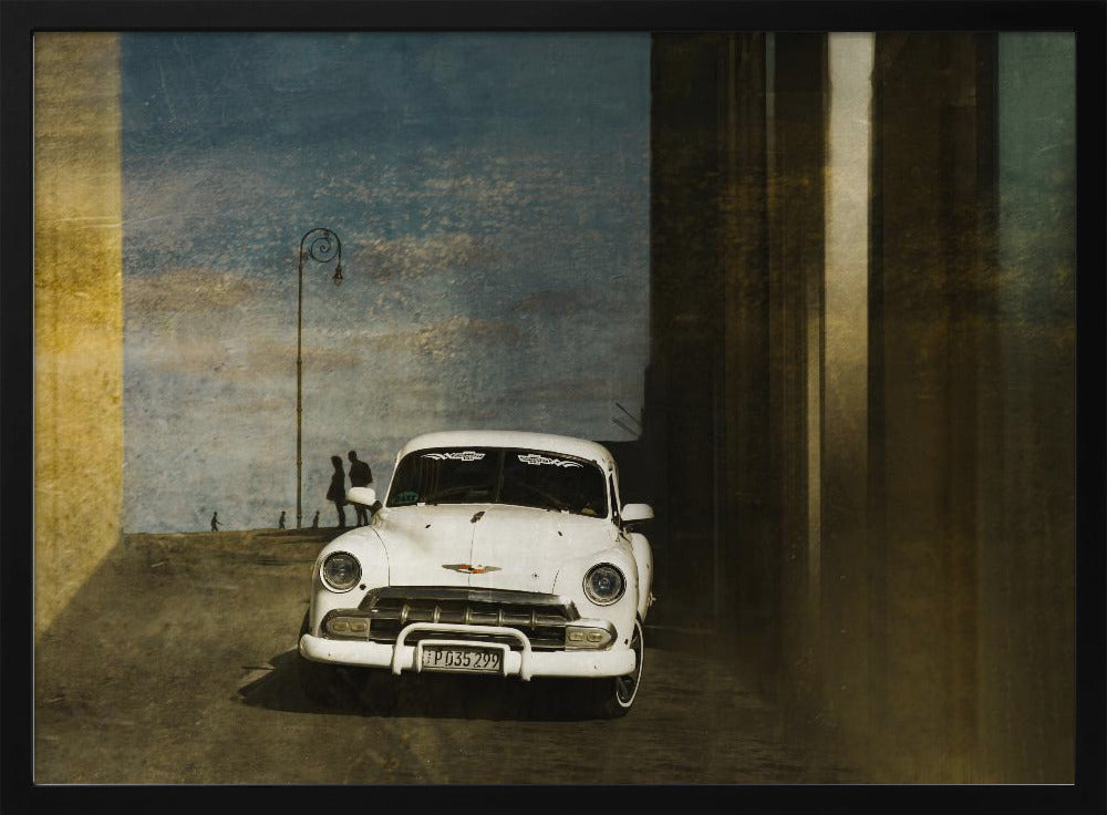Een witte auto in Havana | Poster