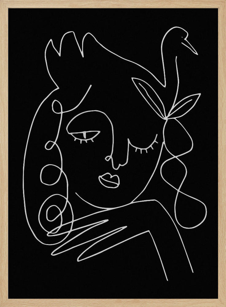 lineart_zwaan_zwart_vector_005 | Poster