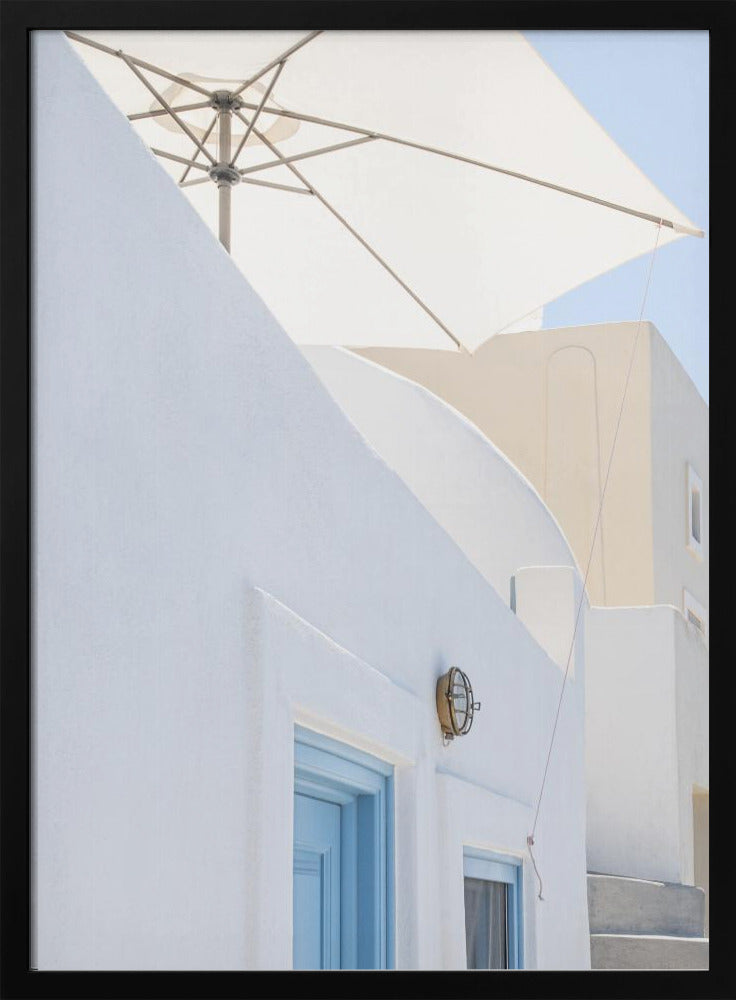 parasol en blauwe deuren | Poster