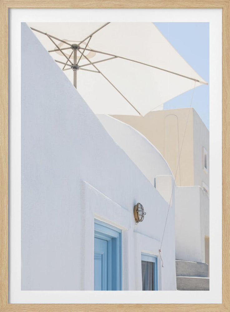parasol en blauwe deuren | Poster