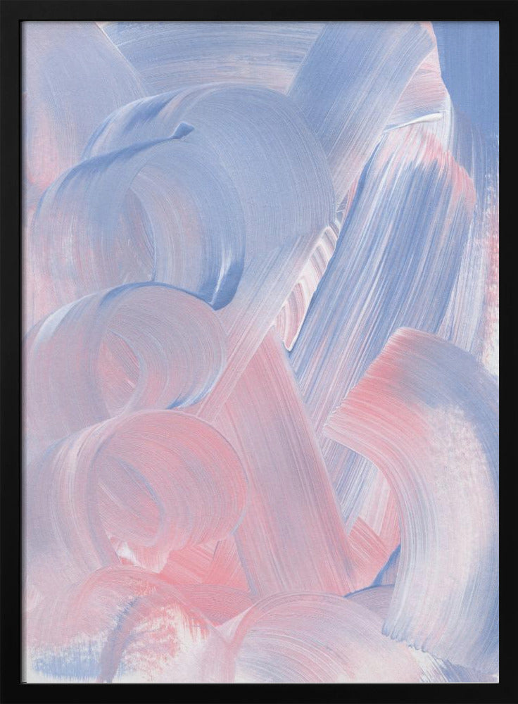 Pastelkleurige penseelstreken in blauwe en roze tinten | Poster