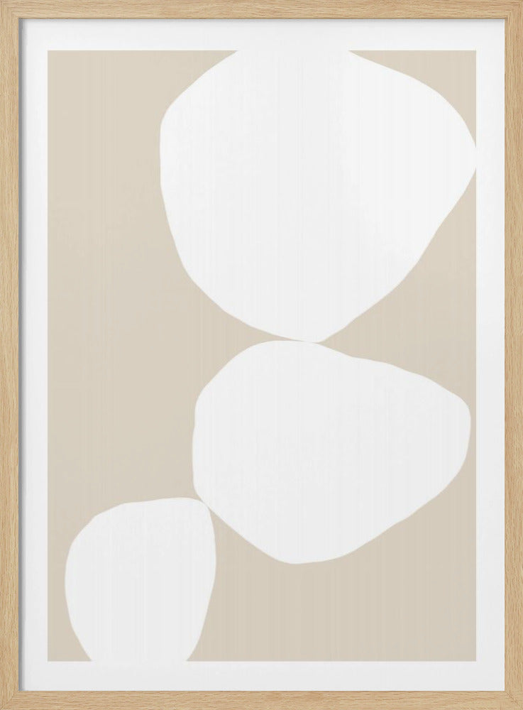 Drie witte organische vormen | Poster