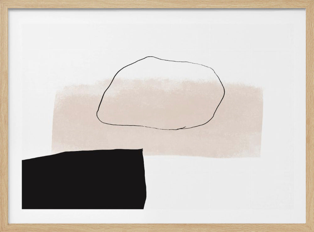 Beige vorm en zwart blok | Poster