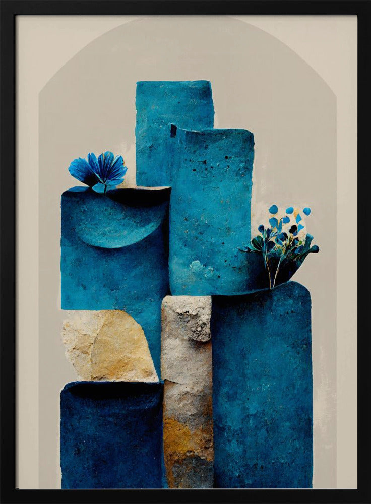 Blauwe elementen stijgen | Poster
