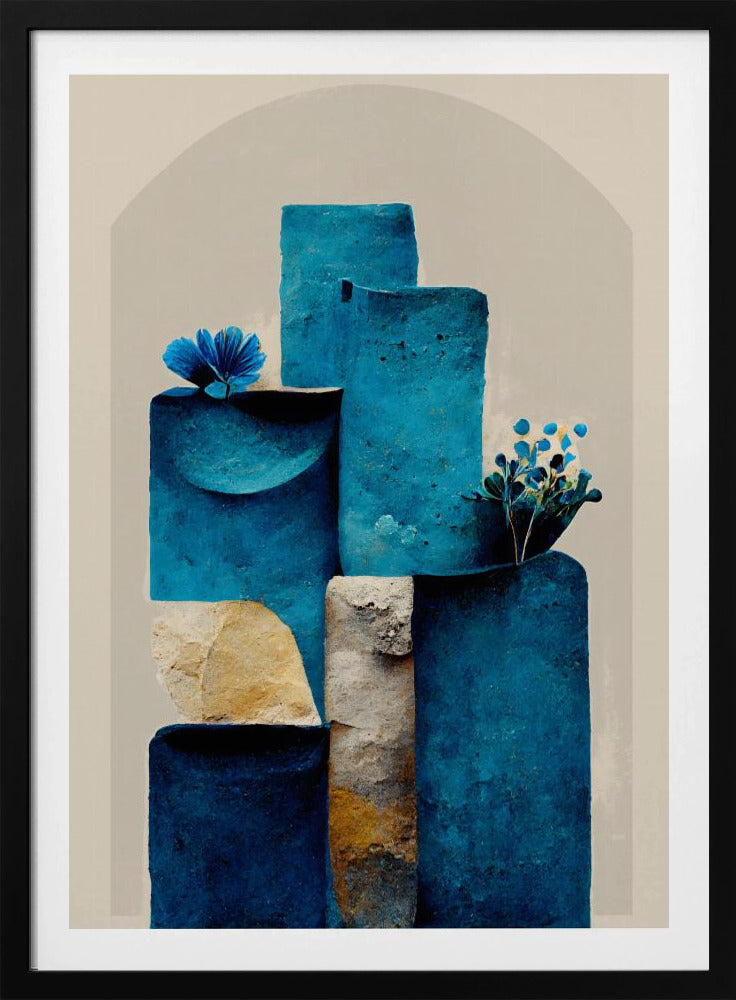 Blauwe elementen stijgen | Poster