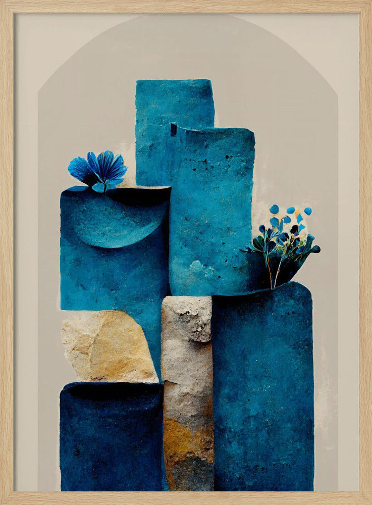 Blauwe elementen stijgen | Poster