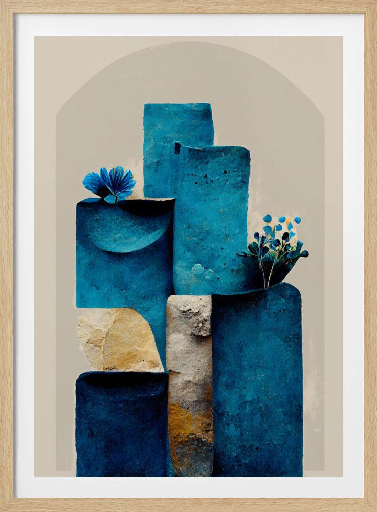 Blauwe elementen stijgen | Poster