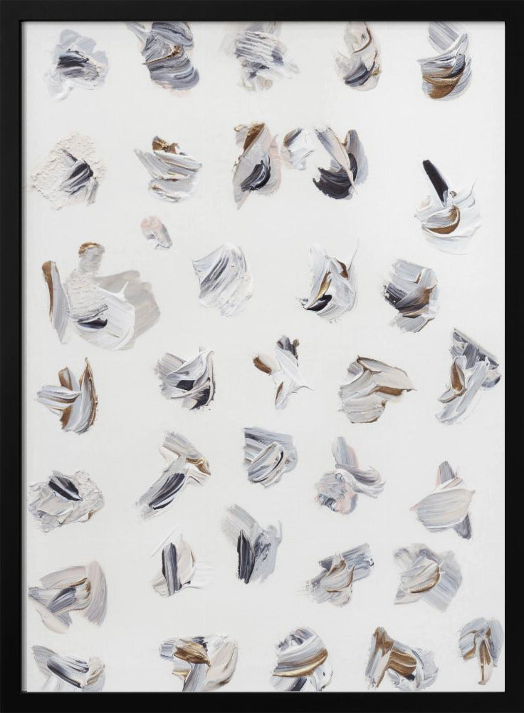 Dynamische penseelstreken in neutrale tinten | Poster