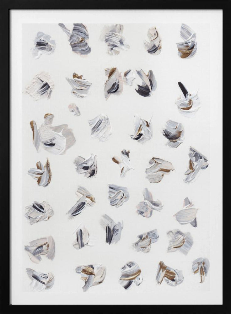 Dynamische penseelstreken in neutrale tinten | Poster