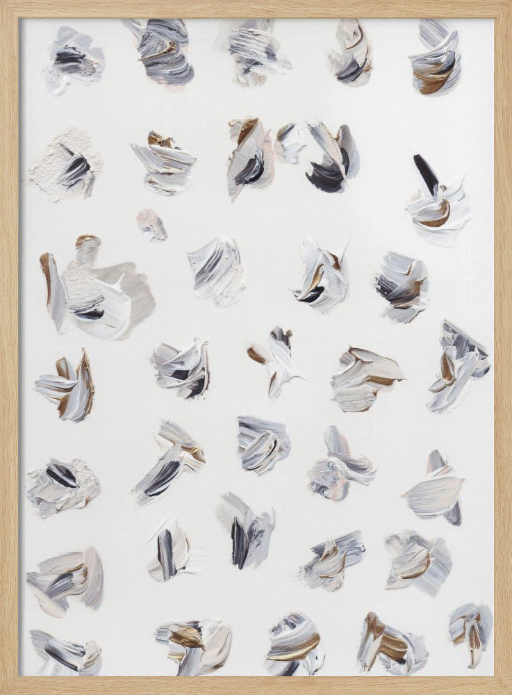 Dynamische penseelstreken in neutrale tinten | Poster