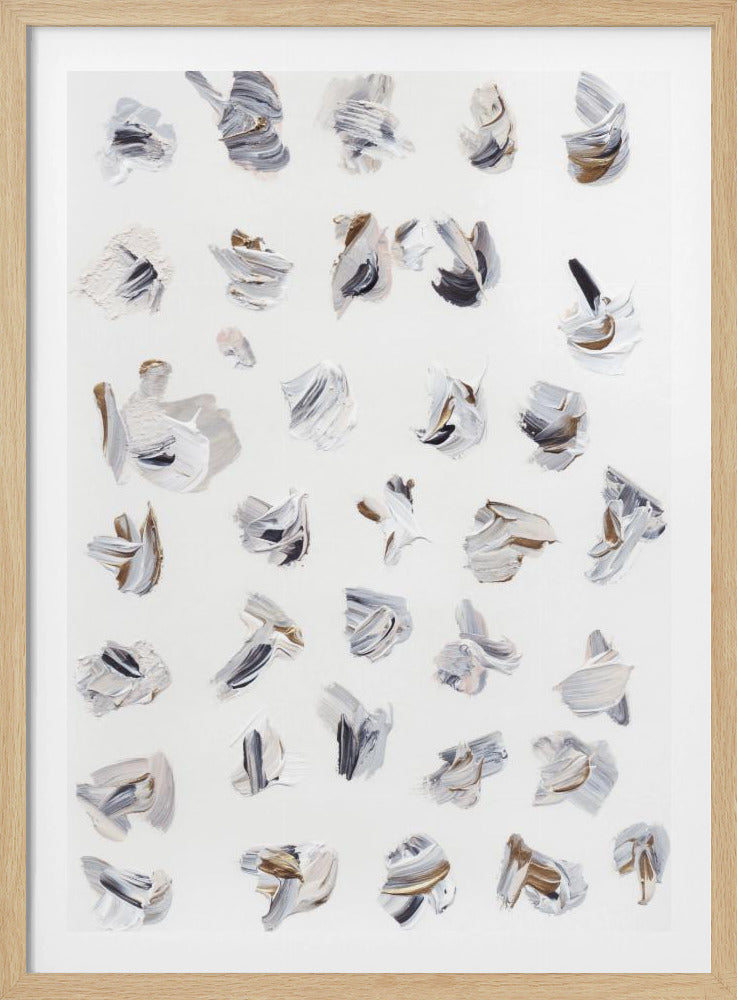 Dynamische penseelstreken in neutrale tinten | Poster