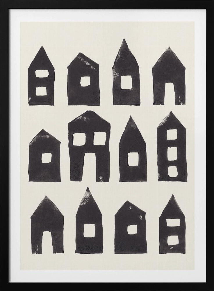 Tiny Houses #1 | Handgedrukte linosnede | Poster