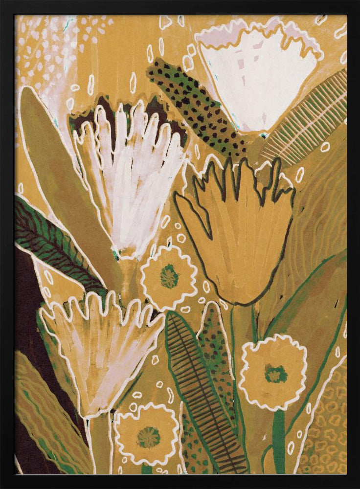 Magische wilde bloemen / Geel &amp; Groen | Poster