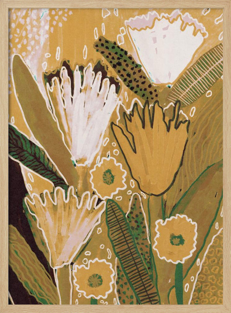Magische wilde bloemen / Geel &amp; Groen | Poster