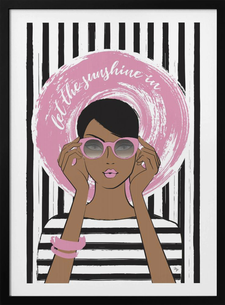 Vrouw met roze zonnebril | Poster