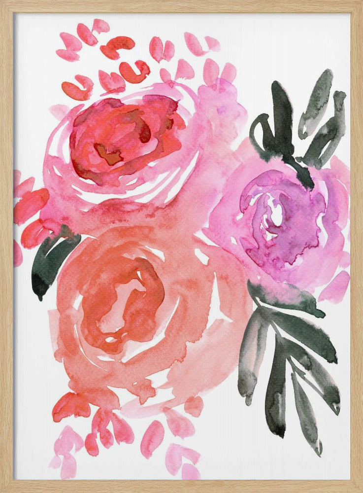 Maeko losse aquarel bloemen I | Poster