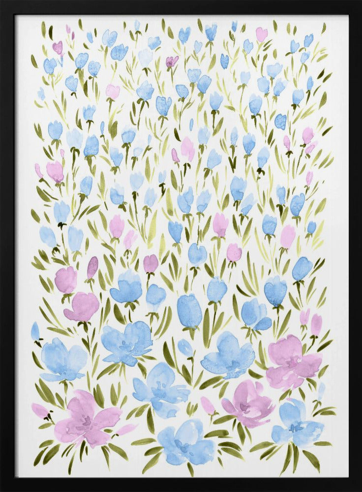 Veld met paarse en blauwe bloemen | Poster