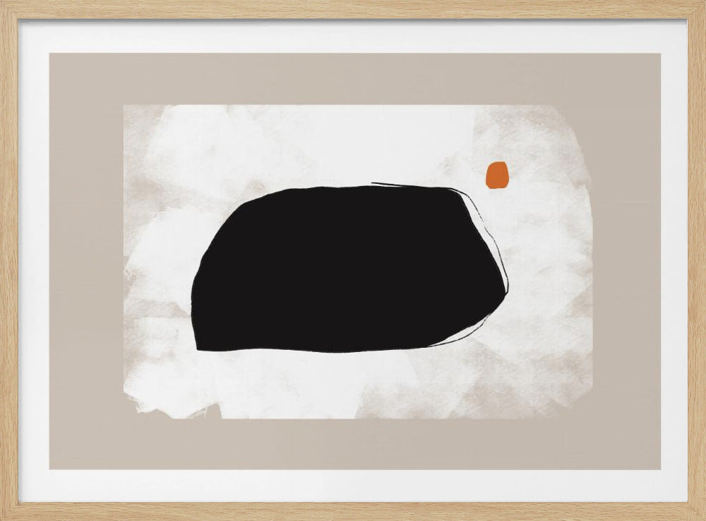 Zwarte vorm op een getextureerde beige achtergrond | Poster