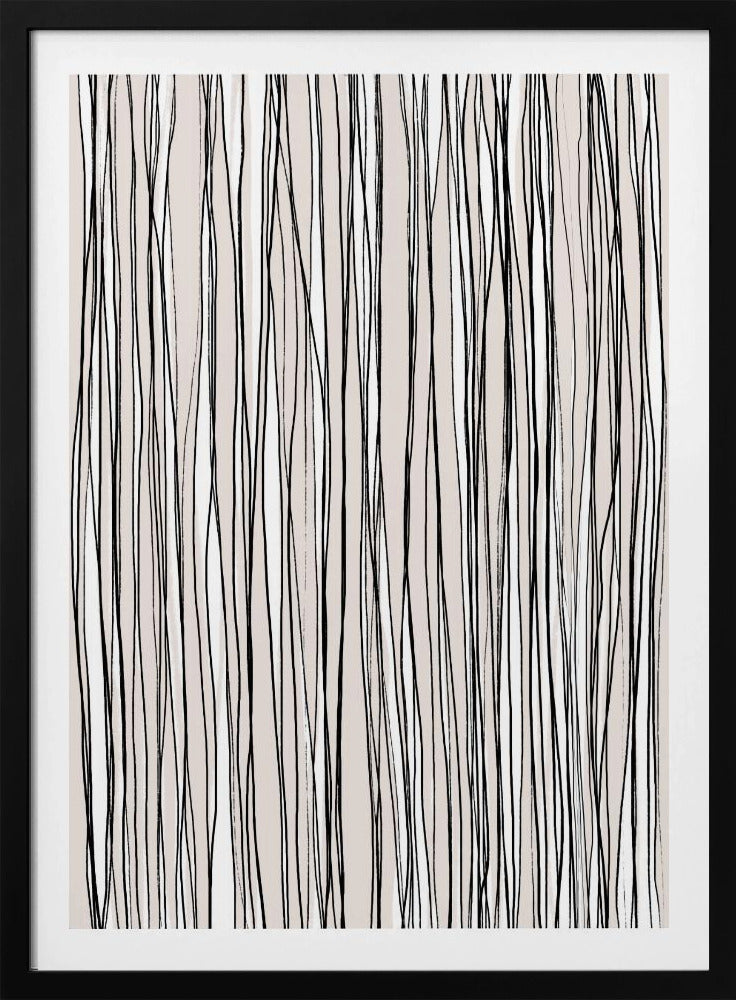 Zwart op beige lijnen | Poster