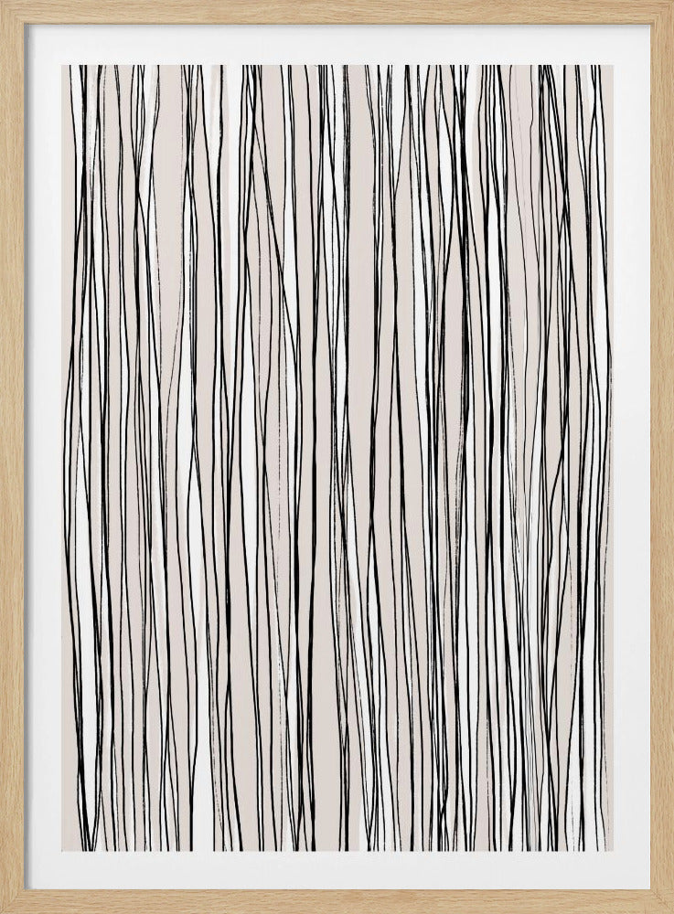 Zwart op beige lijnen | Poster