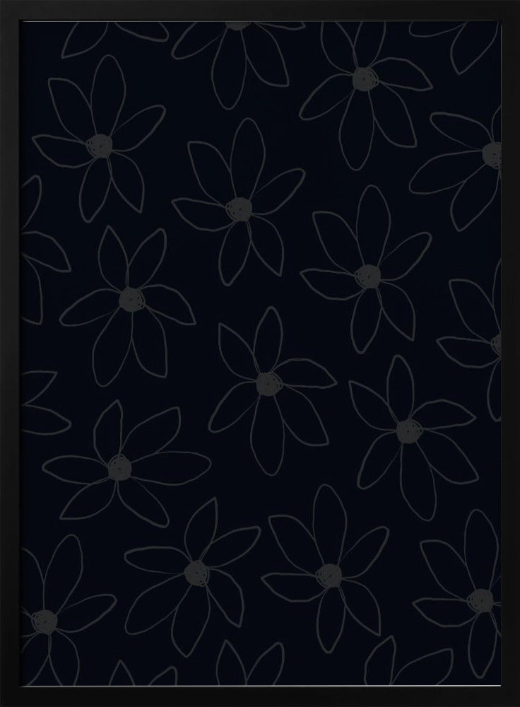 Zwarte luchtige bloemen | Poster