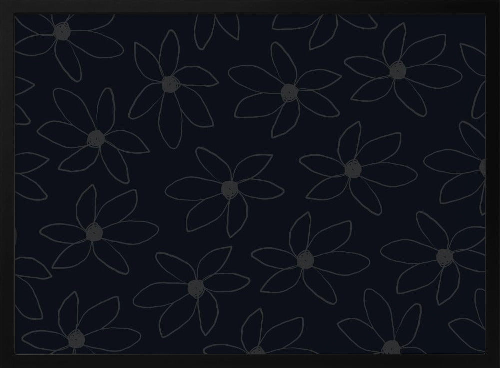 Zwarte luchtige bloemen | Poster
