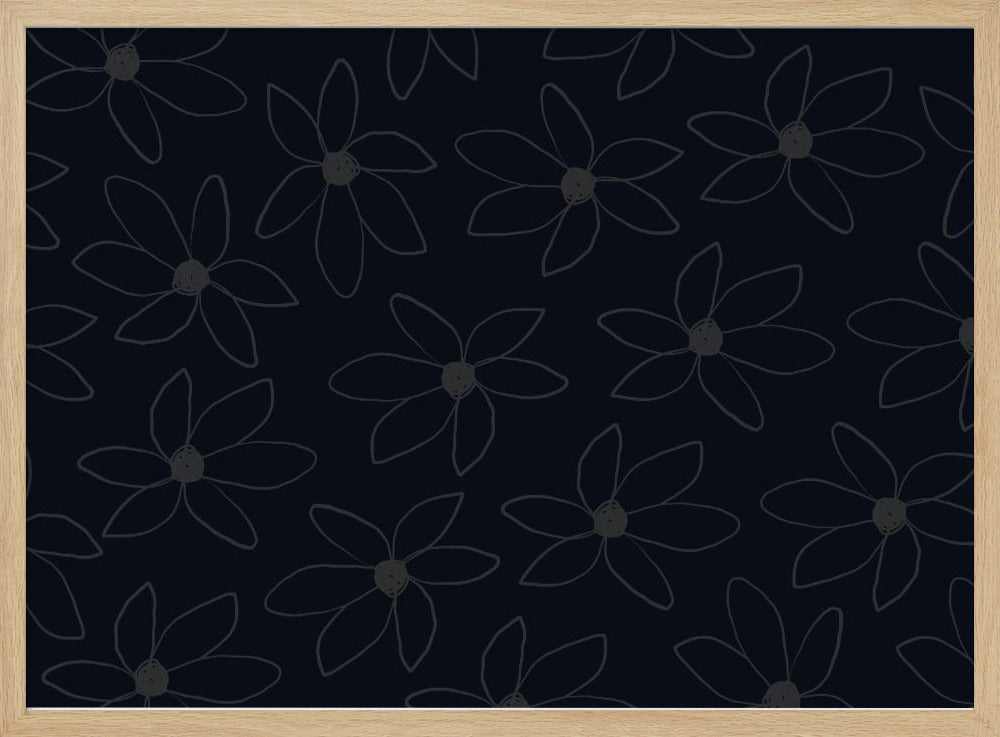 Zwarte luchtige bloemen | Poster