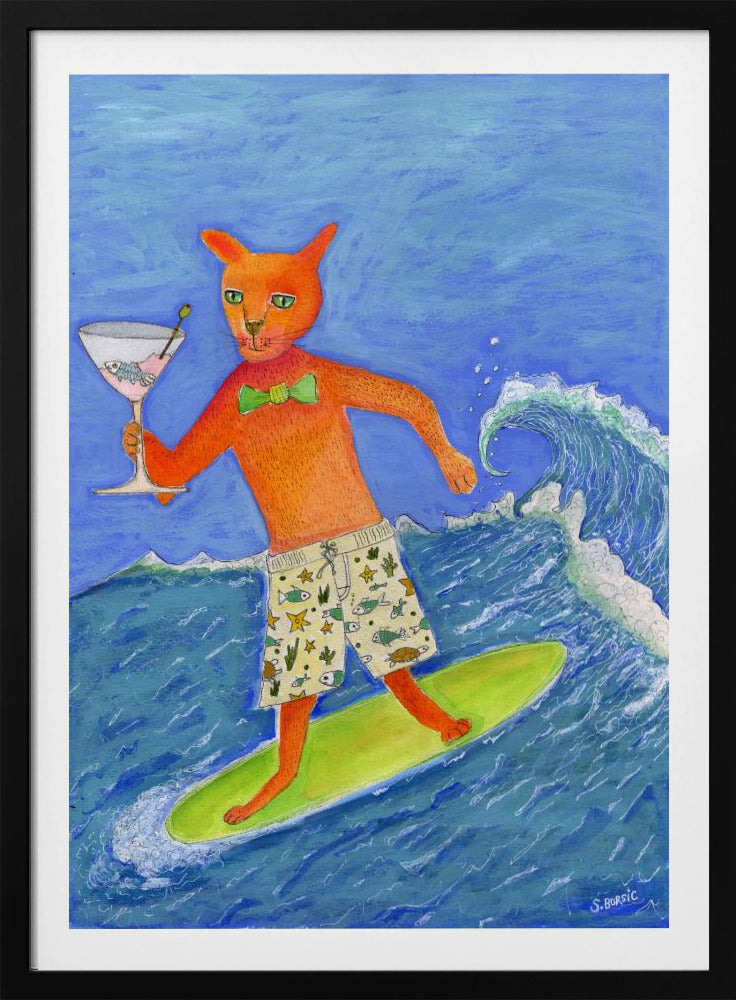 Surfende cocktailkat | Poster
