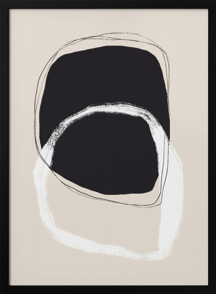 Zwart-witte vormen met vloeiende lijnen | Poster