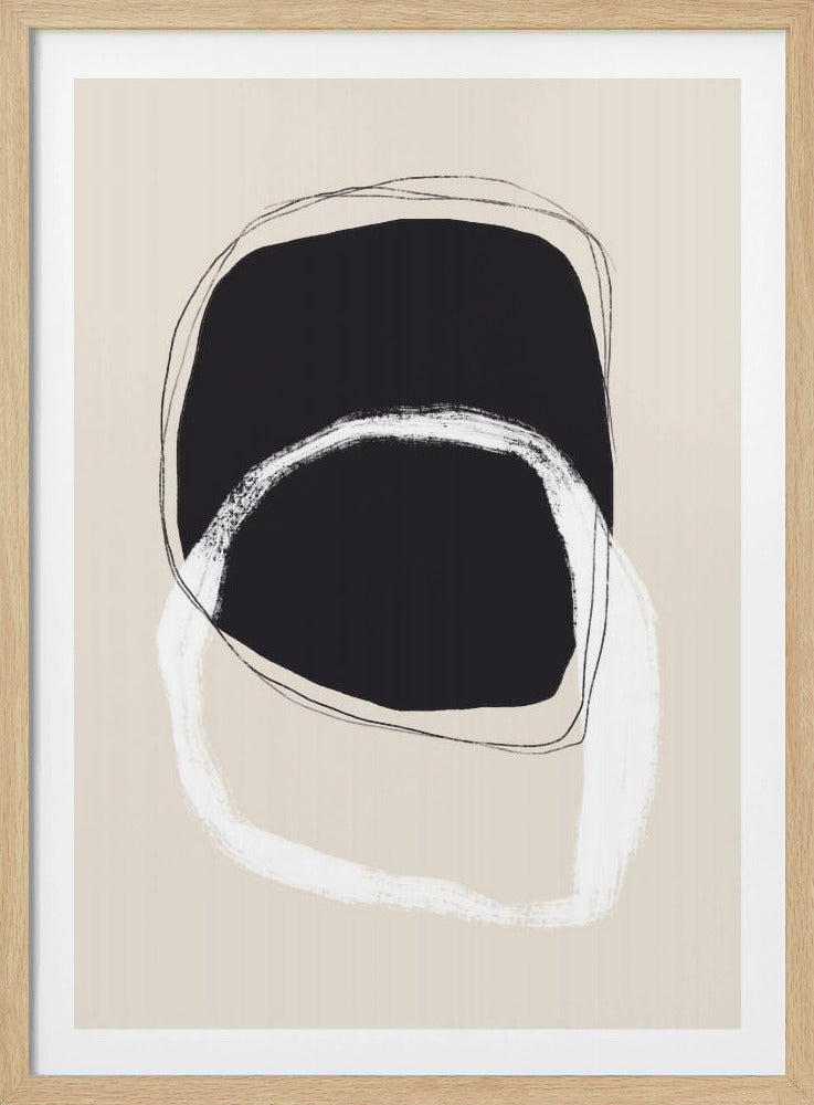 Zwart-witte vormen met vloeiende lijnen | Poster