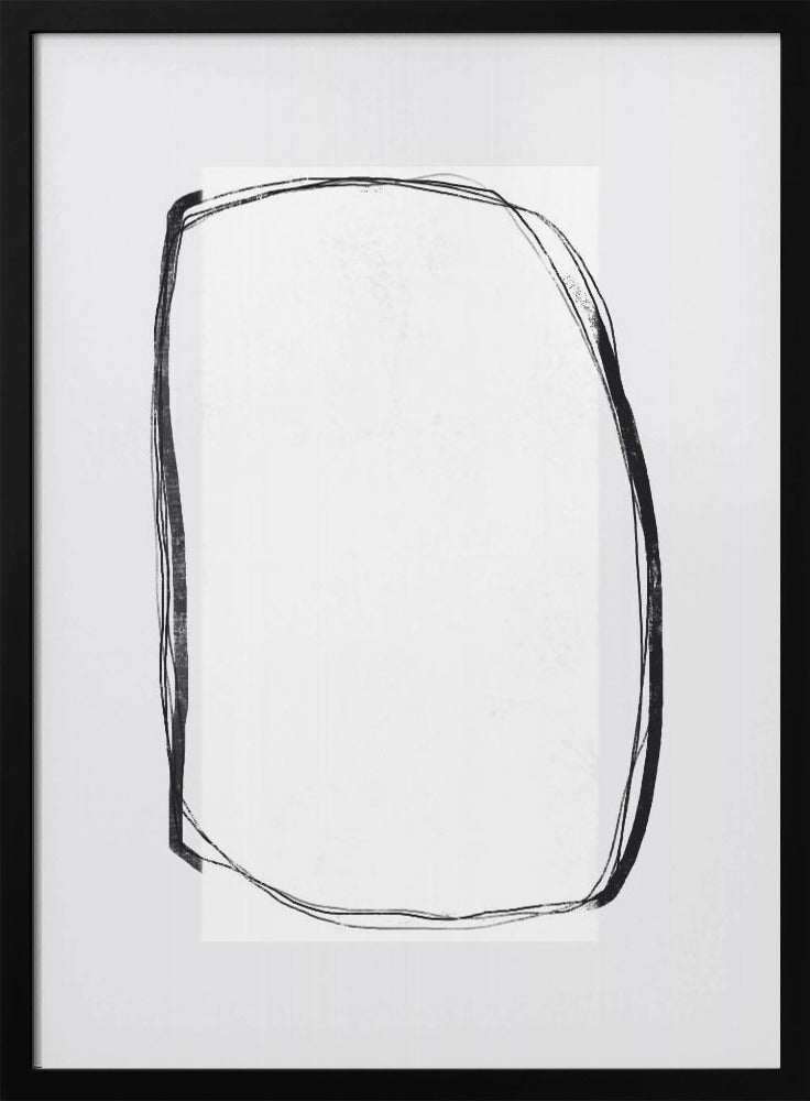 Abstracte zwarte lijnen omlijsten een wit canvas | Poster