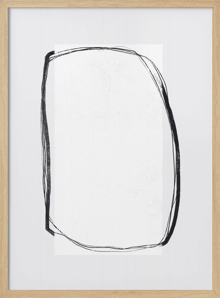 Abstracte zwarte lijnen omlijsten een wit canvas | Poster