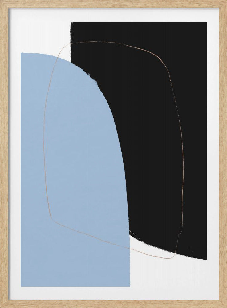 Overlappende zwarte en blauwe vormen | Poster