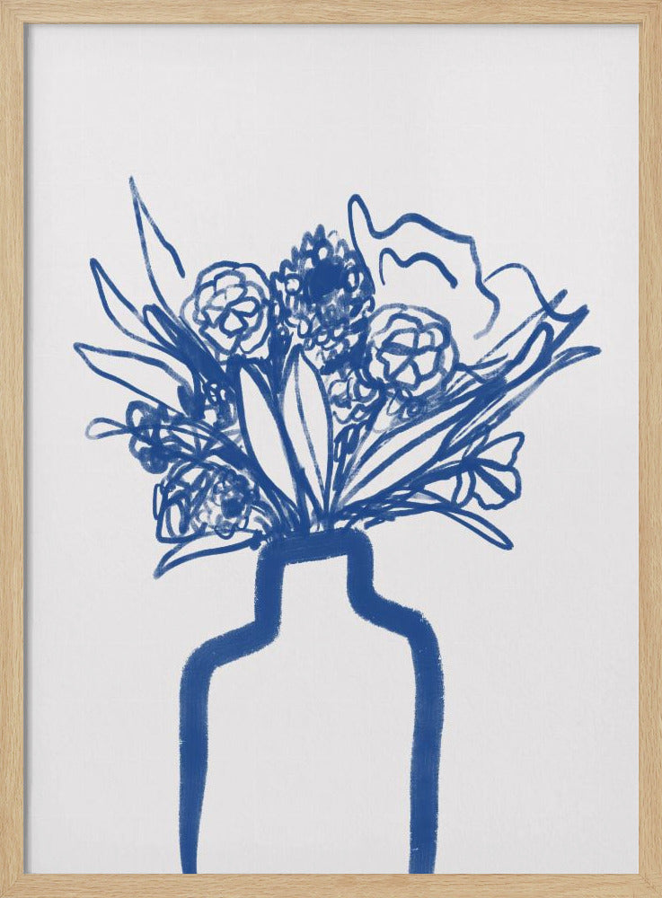 Blauwe vaasboeket | Poster