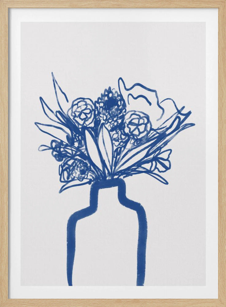 Blauwe vaasboeket | Poster