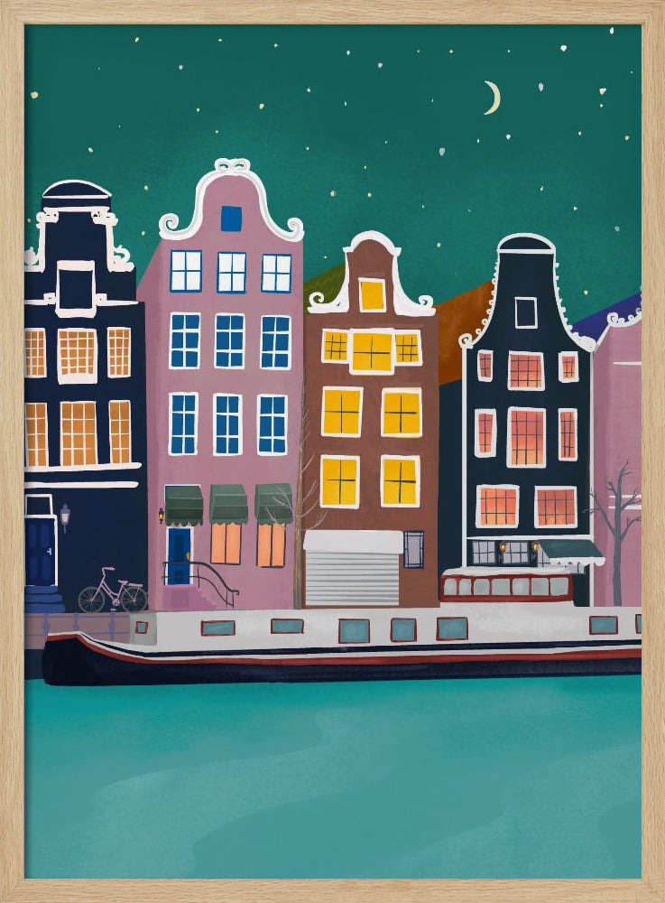 Amsterdam bij nacht | Poster